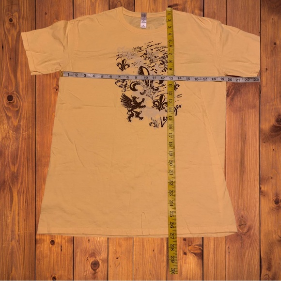 Las Vegas Y2K Dad Shirt Vintage Fluer De Lis Print Designer Yellow - Picture 3 of 4